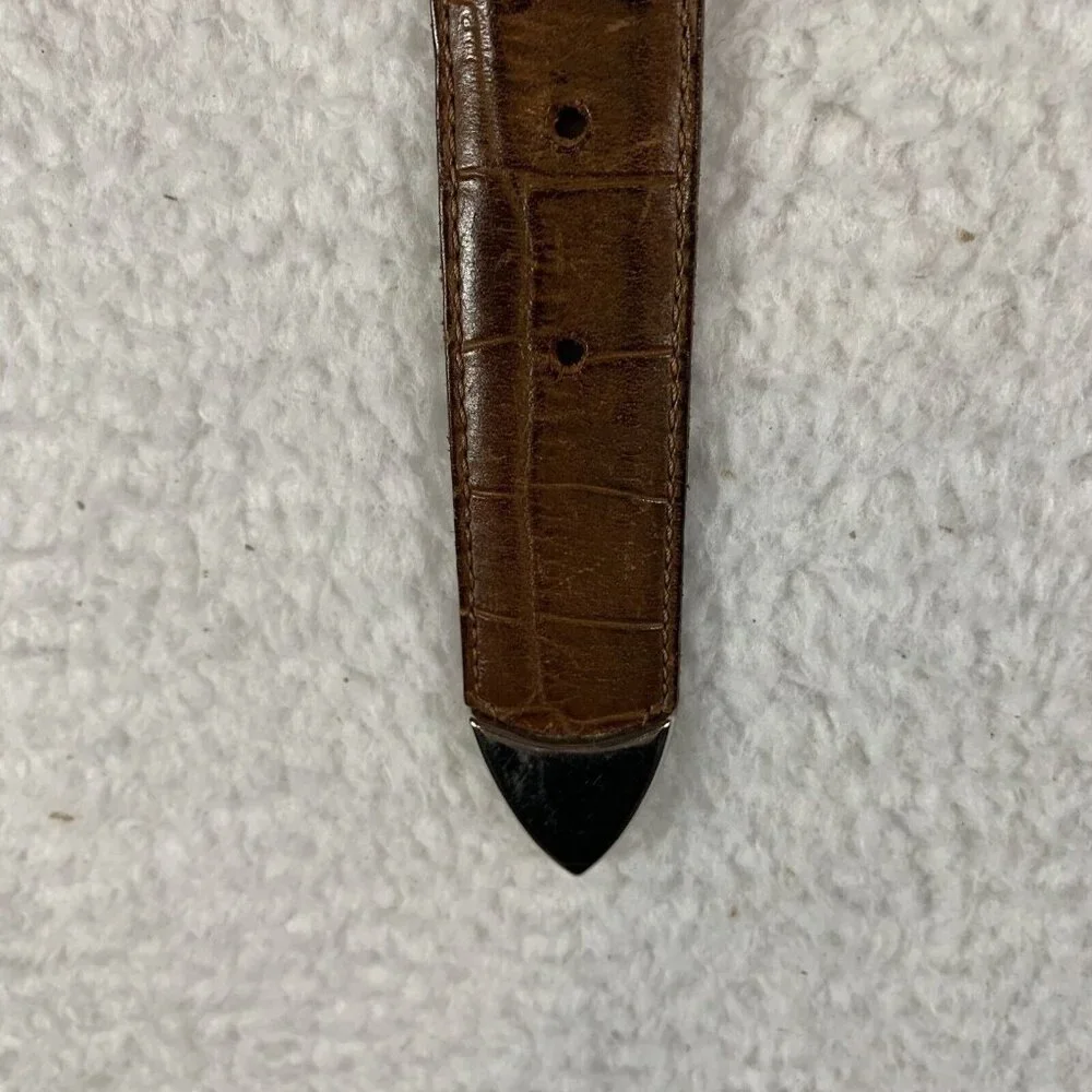 Talbots Belt Women's Medium‎ Brown Leather Crocodile Print Square Buckle 9604